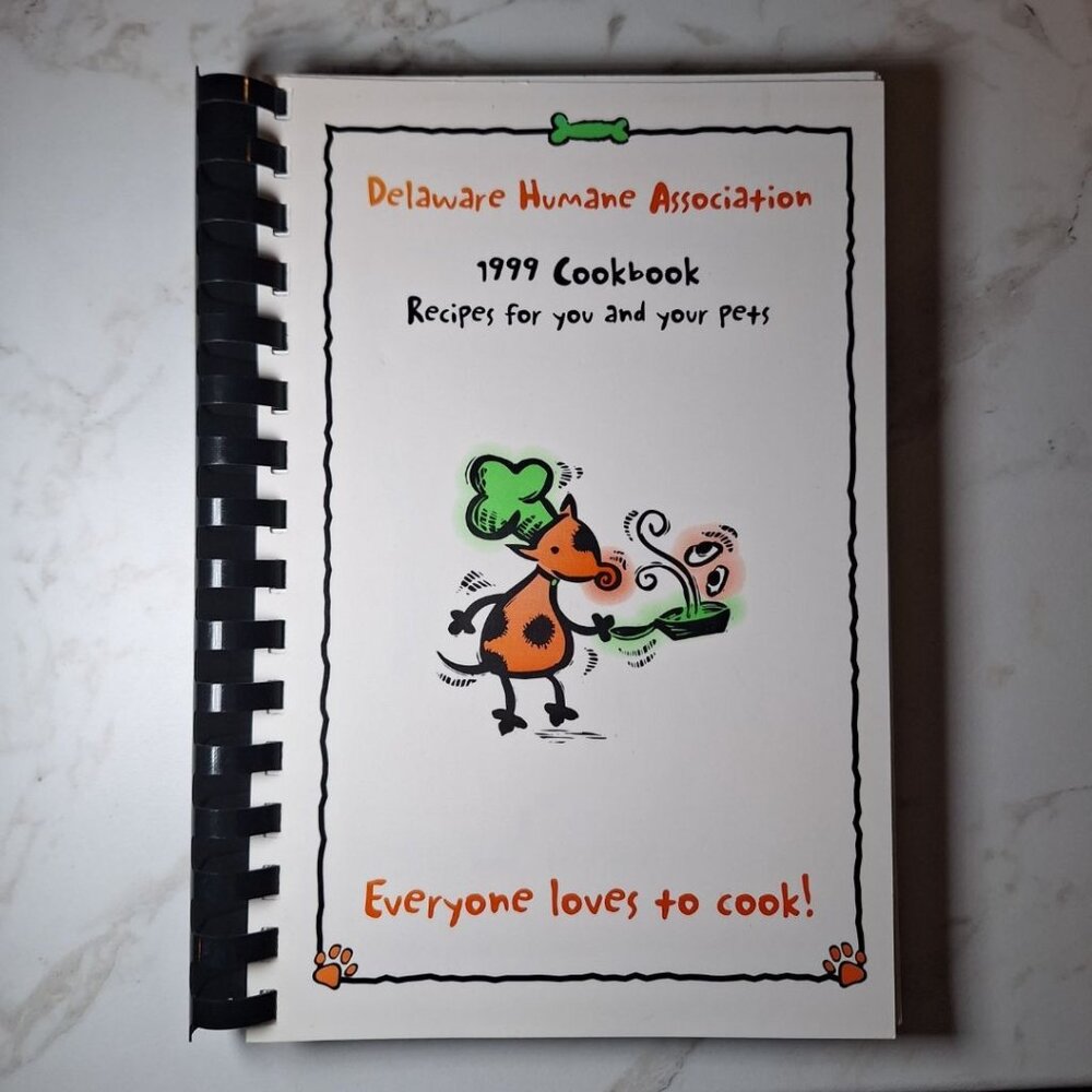 Delaware Humane‎ Society Cook Book 1999 Recipes Community Pets Animals Vintage